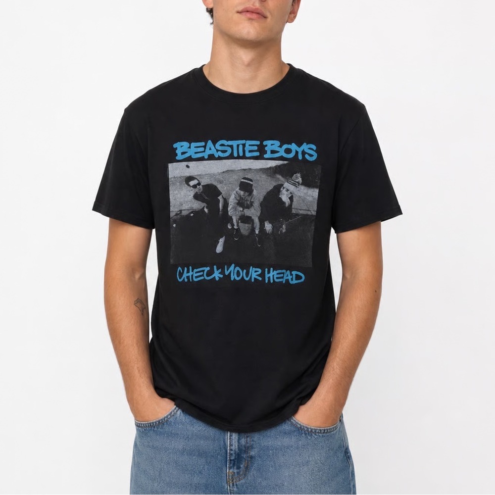 Beastie Boys Check Your Head Graphic T-Shirt Mens Medium Black Short Sleeve Tee
